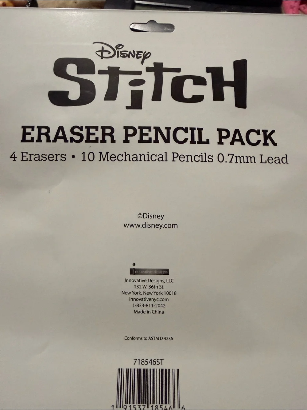 Disney Stitch Mechanical Pencil & Eraser Pack - Pink, Blue, Yellow